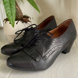 Office London black leather heeled loafer